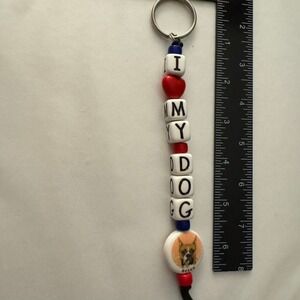 Boxer Dog Keychain I‎ Love My Dog Bead Keychain Pet Lover Gift